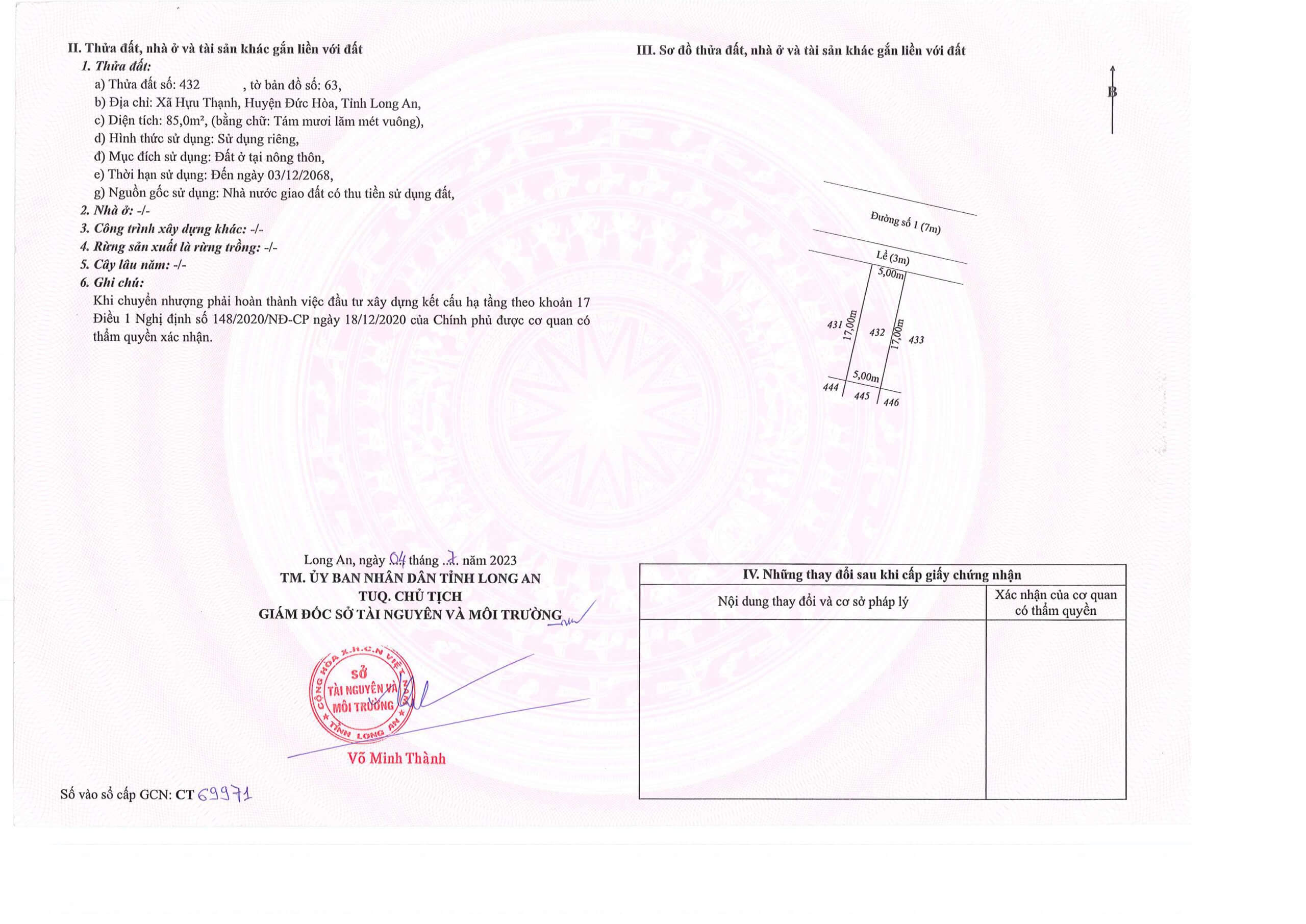 Khi sang tên cho Quý khách hàng sẽ cập nhật lại thời gian sử dụng là LÂU DÀI